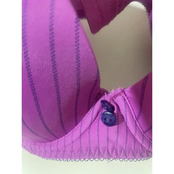 Freya 32F Deco Hattie Underwire Moulded Plunge Bra Purple Striped EUC - Picture 4 of 9